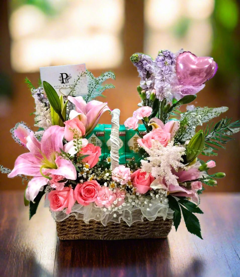 Floral Sanctuary Flower Hamper Basket