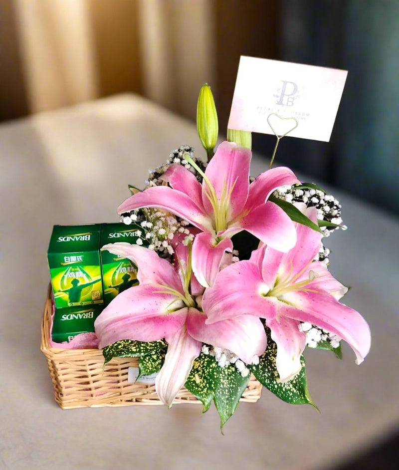 Lily Vitality Flower Hamper Basket Petal & Blossom