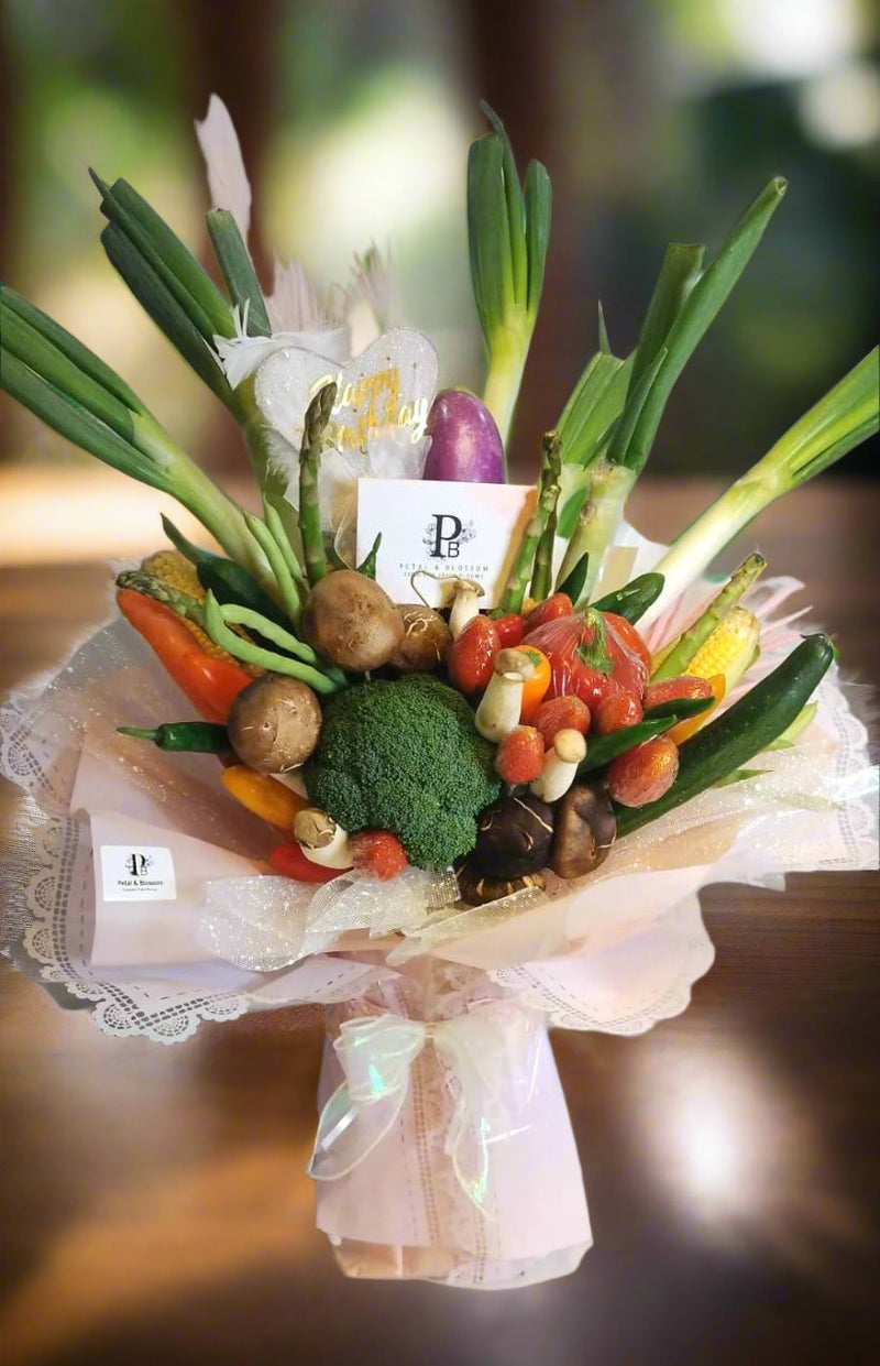 Pink Garden Medley Veggie Bouquet Petal & Blossom