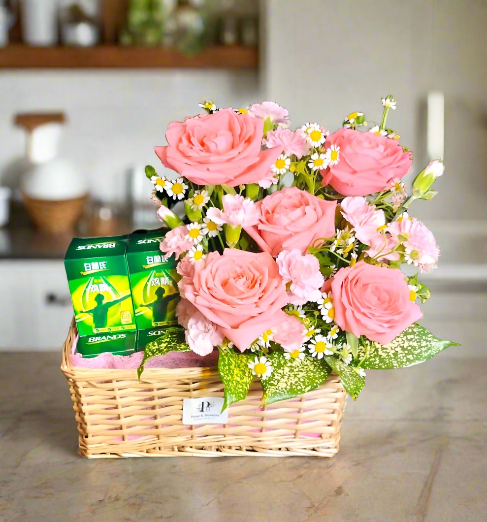 Care & Blossom Flower Hamper Basket Petal & Blossom