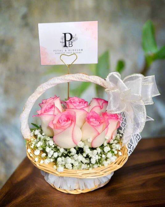Image Rosy Whispers Flower Basket